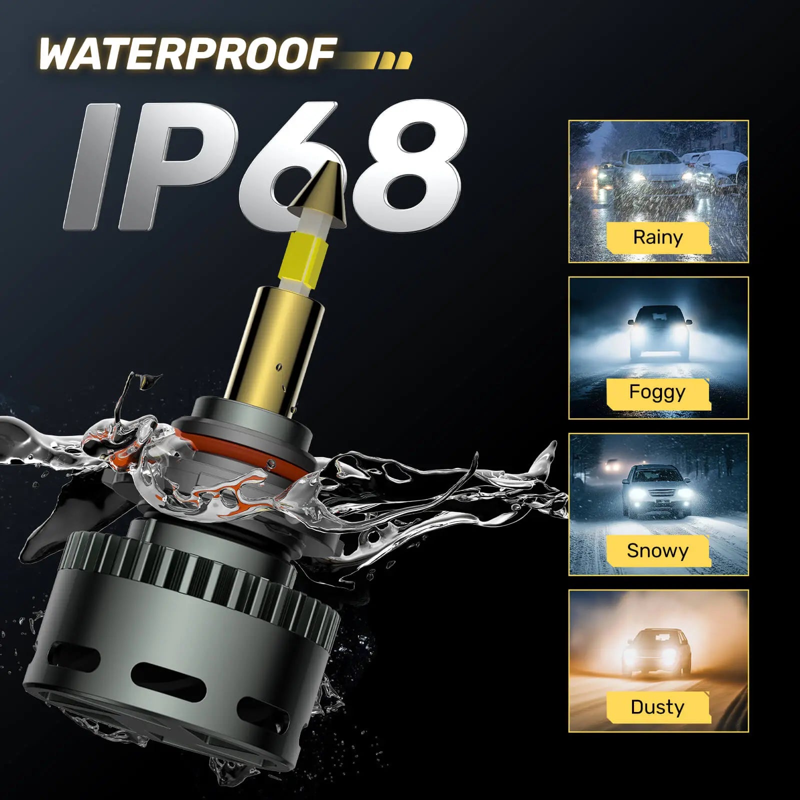 RD09 Bullet 130W 360° Full IIlumination 9005/HB3 6500K White 40000LM IP68 LED Headlight Bulbs 2 Pcs | Hawkglow