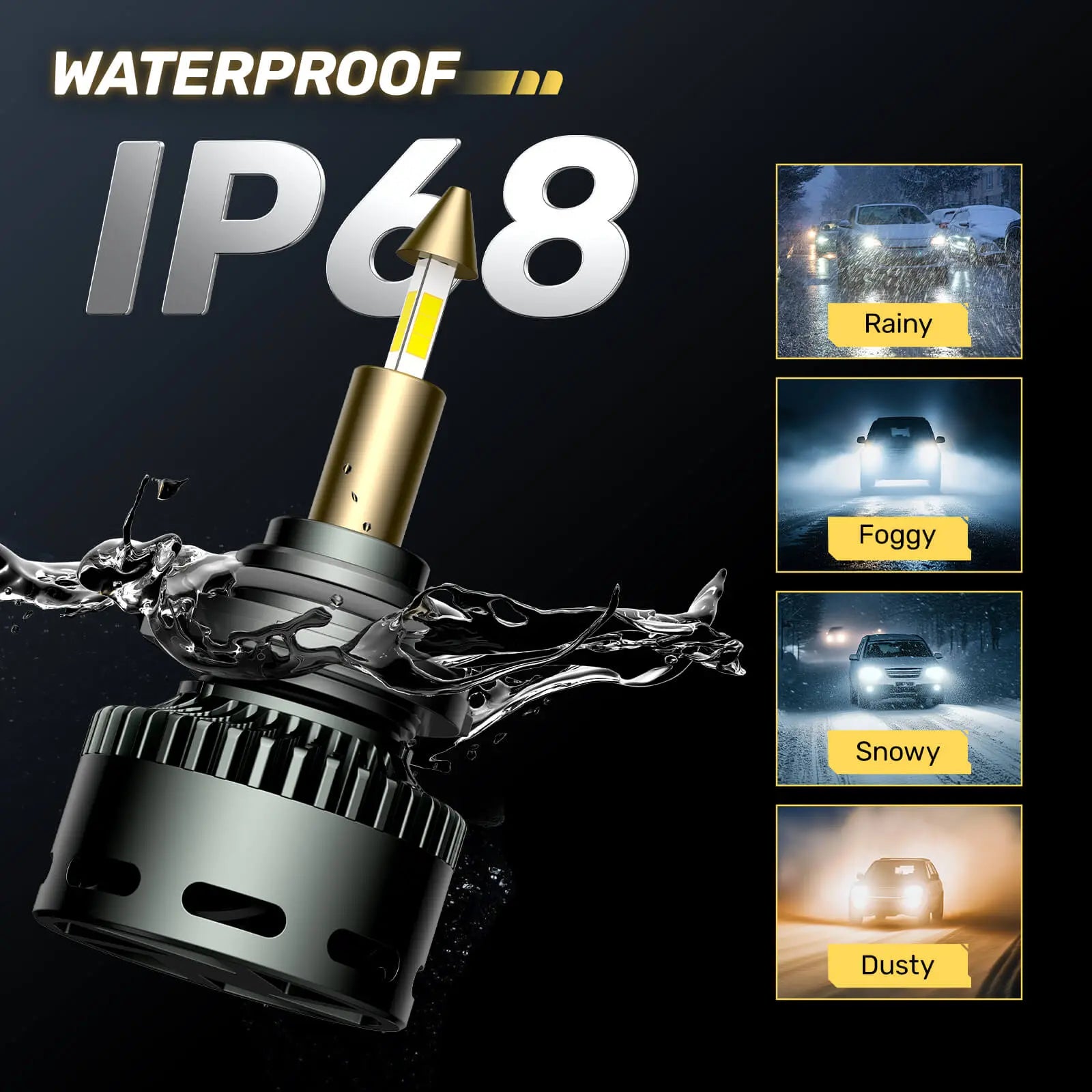 RD09 Bullet 130W 360° Full IIlumination 9006/HB4 6500K White 40000LM IP68 LED Headlight Bulbs 2 Pcs | Hawkglow