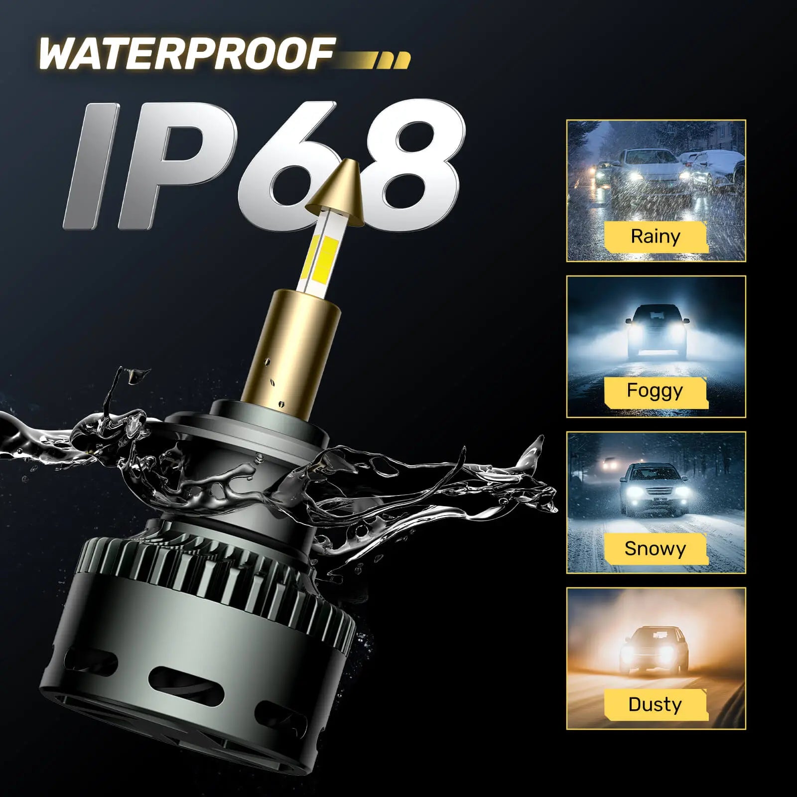 RD09 Bullet 130W 360° Full IIlumination H7 6500K White 40000LM IP68 LED Headlight Bulbs 2 Pcs | Hawkglow