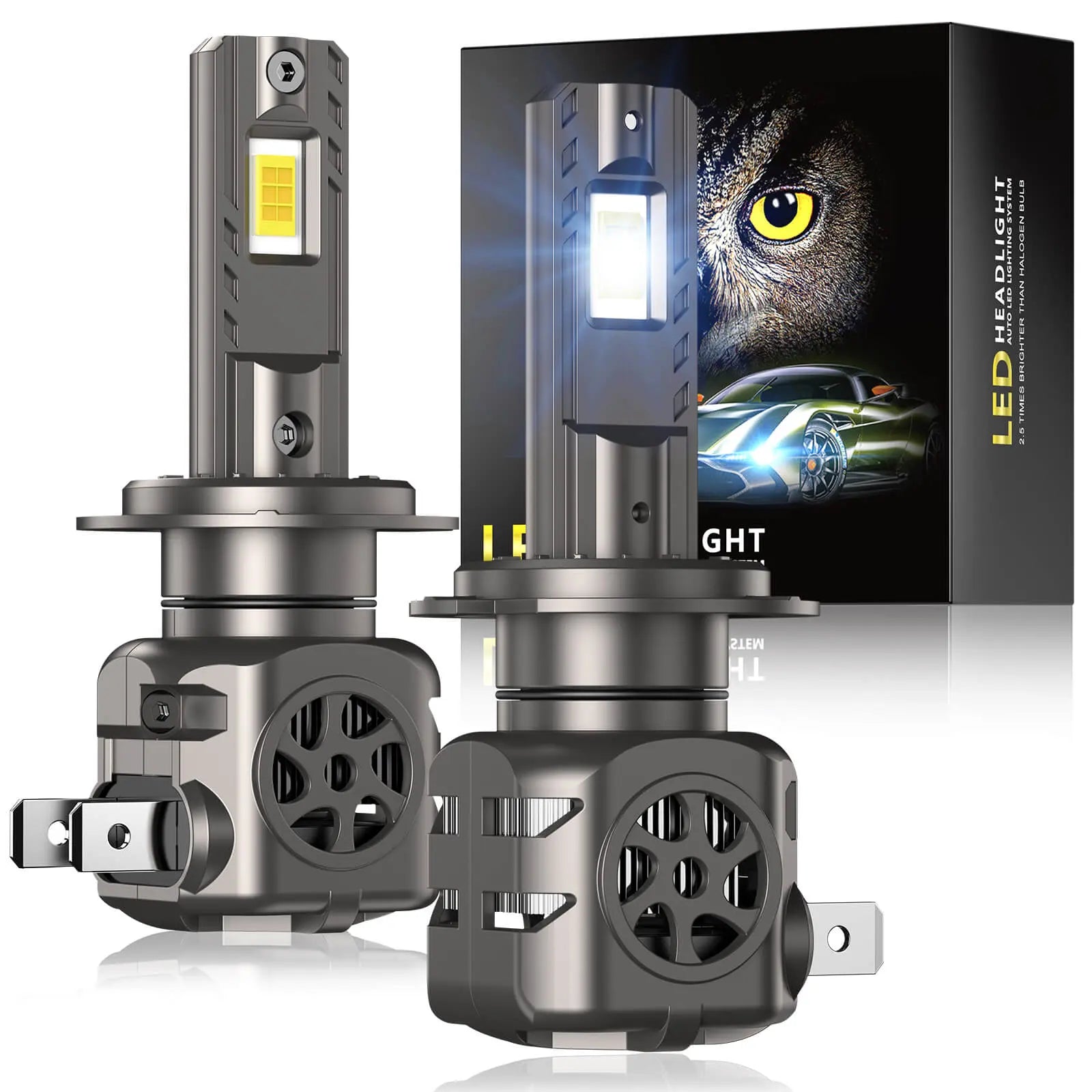 Brightest S550 9005/HB3 9006/HB4 130W 6500K White  40000LM  IP68 LED Headlight Bulbs 2Pcs | Hawkglow