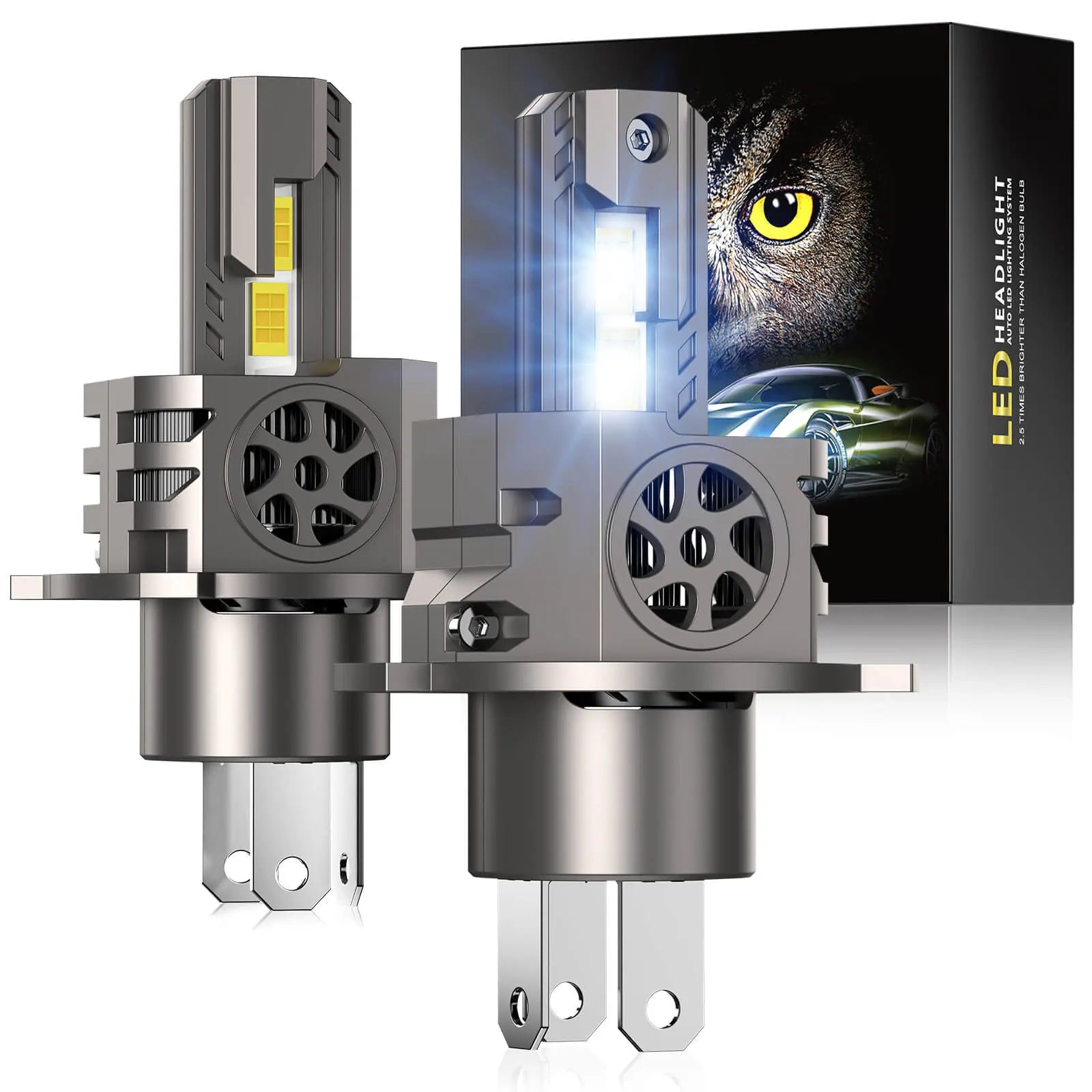 Brightest S550 9005/HB3 9006/HB4 130W 6500K White  40000LM  IP68 LED Headlight Bulbs 2Pcs | Hawkglow