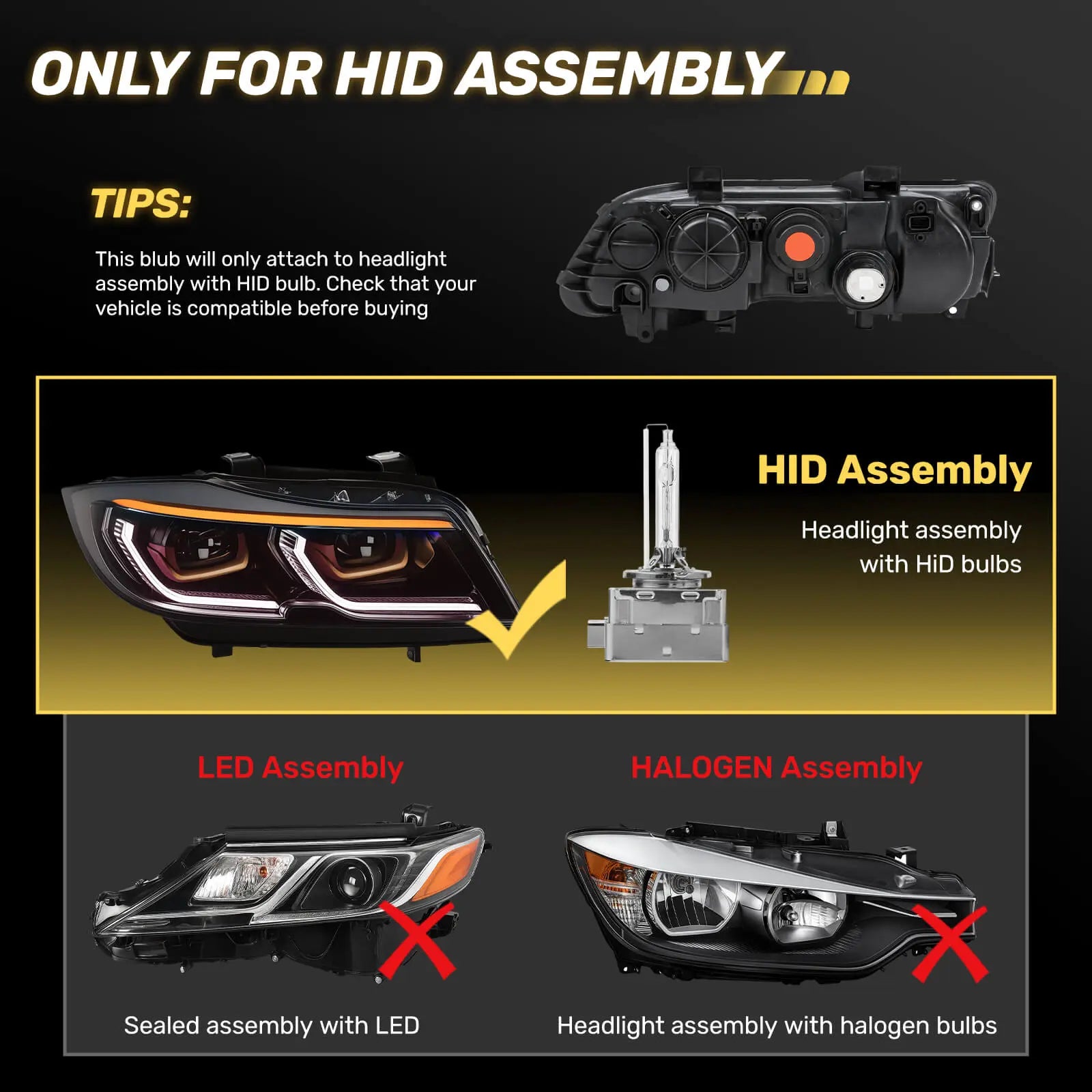 RD5 D3S/D3R 360°Full Illumination 1000% Super Brighter 6,500K Cool White 24,0000LM 80W LED Headlight Bulbs IP68 2Pcs | Hawkglow