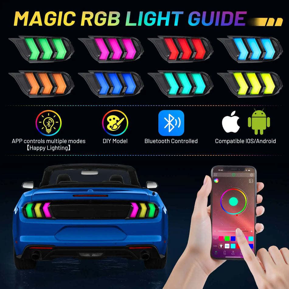 For 2015-2023 Ford Mustang RGB Dynamic LED Tail Light Assembly Pair