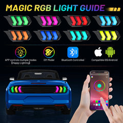 Fit For 2015-2023 Ford Mustang RGB LED Tail Light Assembly, Sequential Start-up Animation DRL Turn Signals Rear Lamp Set, 2 PCS (Driver and Passenger Side) | Hawkglow