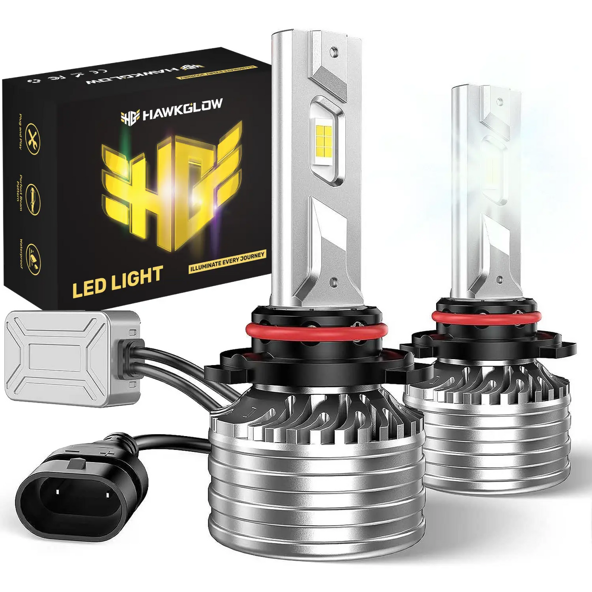 Forenner 9005 9006 Light Bulbs Combo – Ultra Bright 6500K Cool White, 50,000-Hour Lifespan, Easy Plug & Play For Most Cars