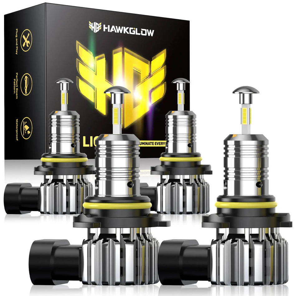 T6F 9005/HB3 9006/HB4 LED Headlight Bulbs 60W 360° Full Illumination 2 Pairs