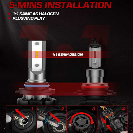 9006 HB4 LED Headlight Bulbs 60W 15000LM 6000K | 2 Bulbs Flashark