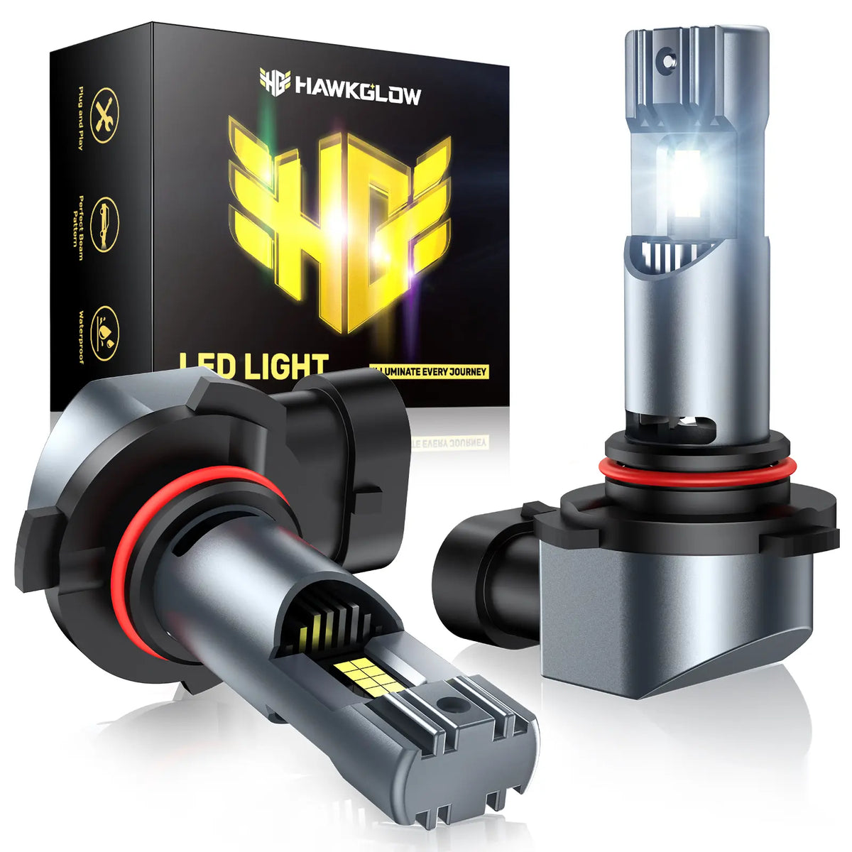 C7F 9005 9006 IP68 32000LM 6500K White 64W LED Headlight Bulbs 2 Pcs | Hawkglow