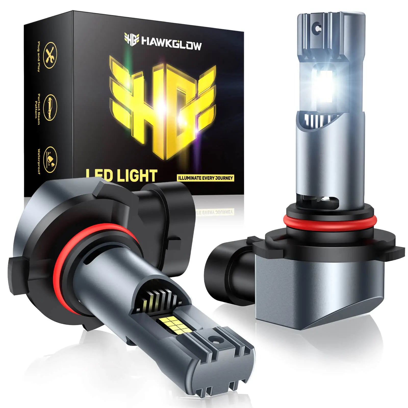 C7F H11 9005 9006 H7 IP68 32000LM 6500K White 64W LED Headlight Bulbs 2 Pcs | Hawkglow