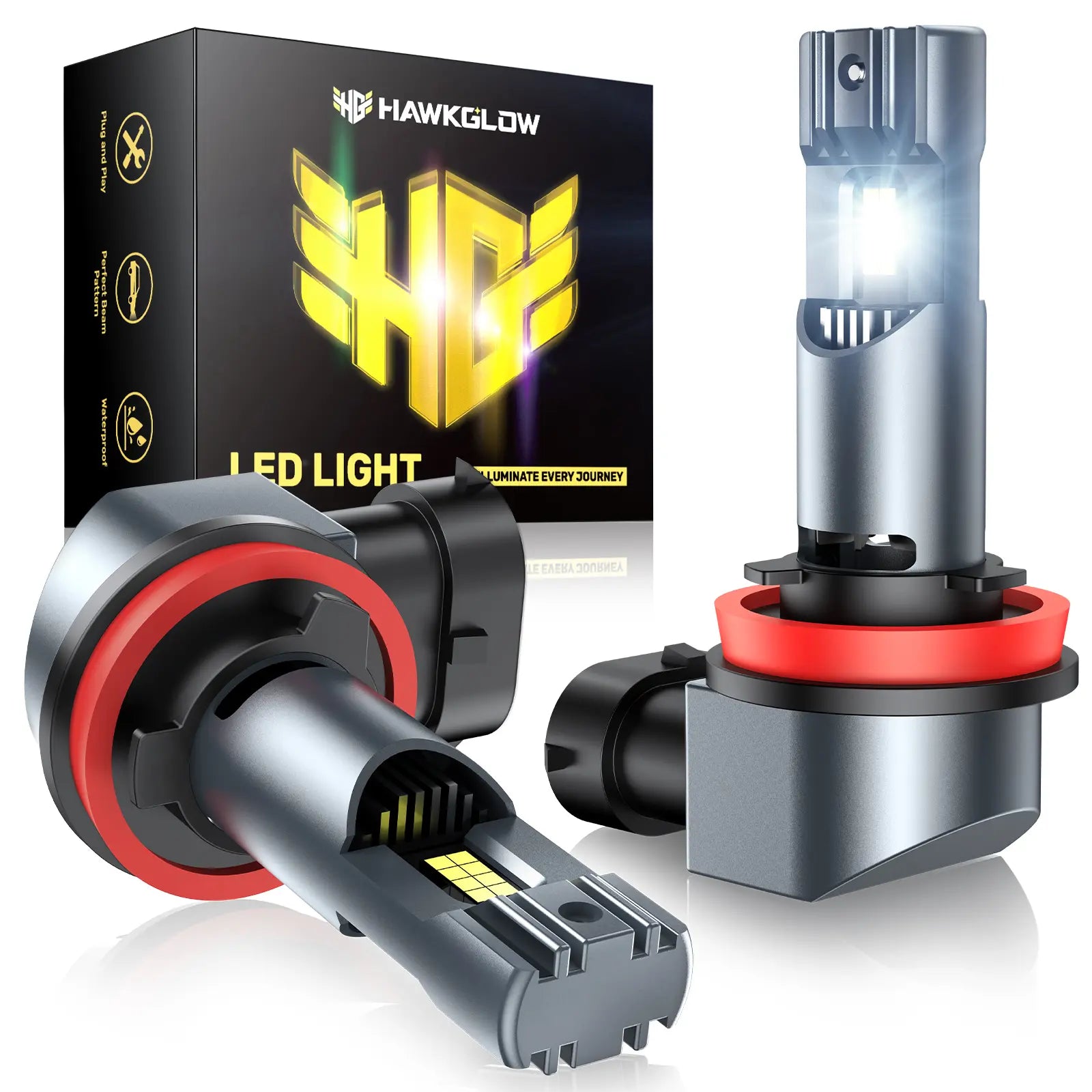 C7F H11 9005 9006 H7 IP68 32000LM 6500K White 64W LED Headlight Bulbs 2 Pcs | Hawkglow