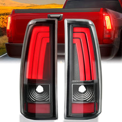 Fit For Chevy Silverado 1999 2000 2001 2002, 1999-2007 GMC Sierra Classic LED Tail Lights Assembly,  Smoked Tail Lights Truck Rear Lamp Black&Red 1 Pair| Hawkglow