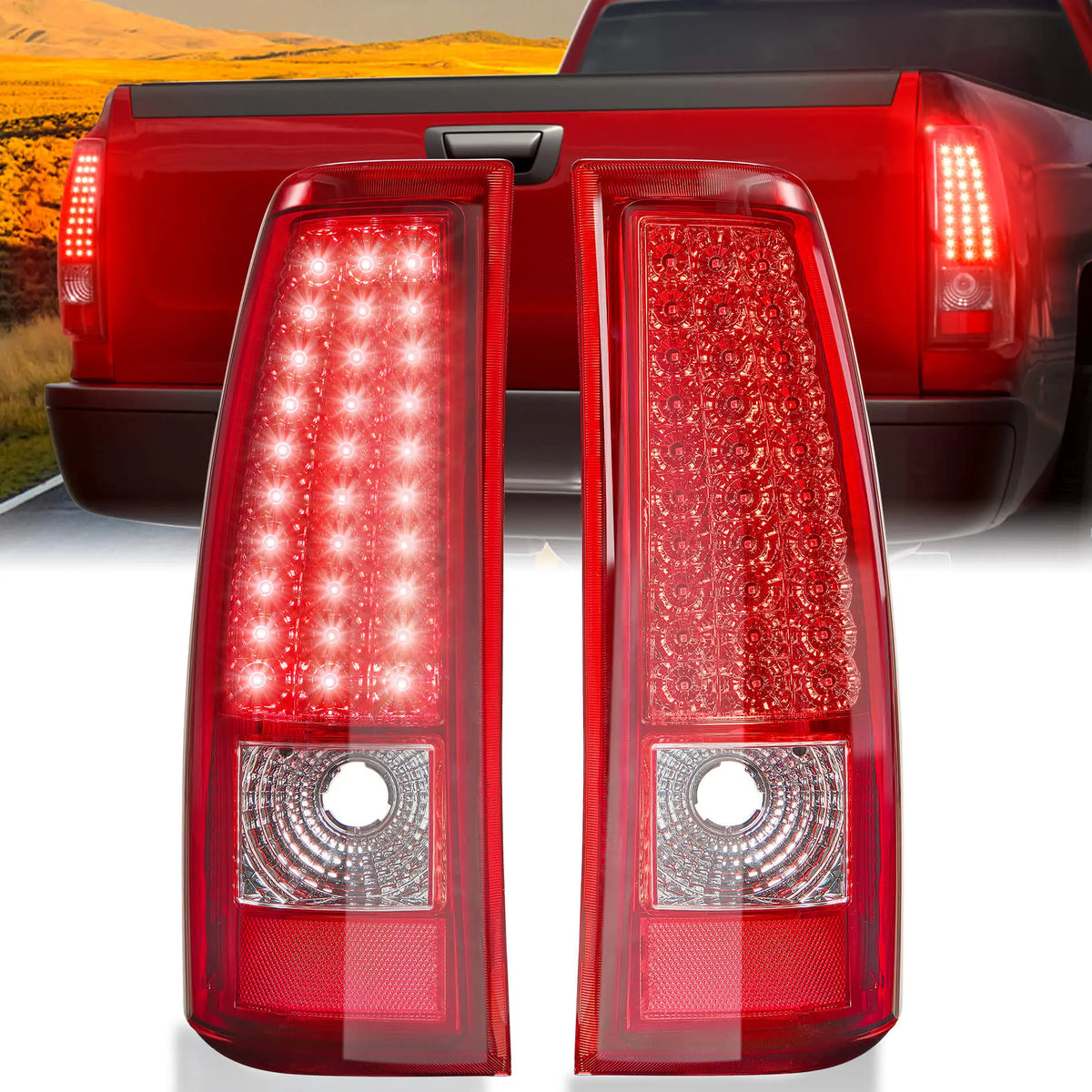 LED Tail Lights Assembly Fit for Chevy Silverado 1999 2000 2001 2002, Tail Lights Compatible for 99-02 Silverado 1999-2007 GMC Sierra Classic, Smoked Tail Lights Truck Rear Lamp Red/Black/Red&Black 1 Pair | Hawkglow