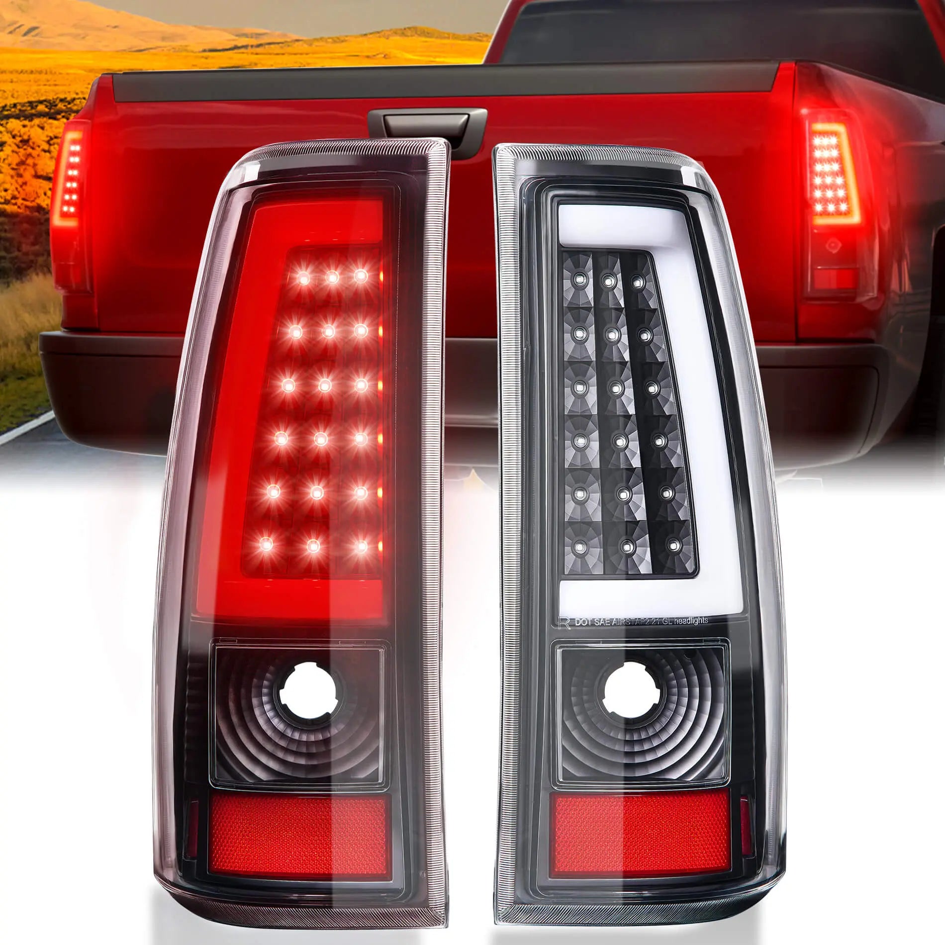 LED Tail Lights Assembly Fit for Chevy Silverado 2003 2004 2005 2006, Tail Lights Compatible for 03-06 Silverado, Smoked Tail Lights Truck Rear Lamp Red/Black/Red&Black 1 Pair | Hawkglow