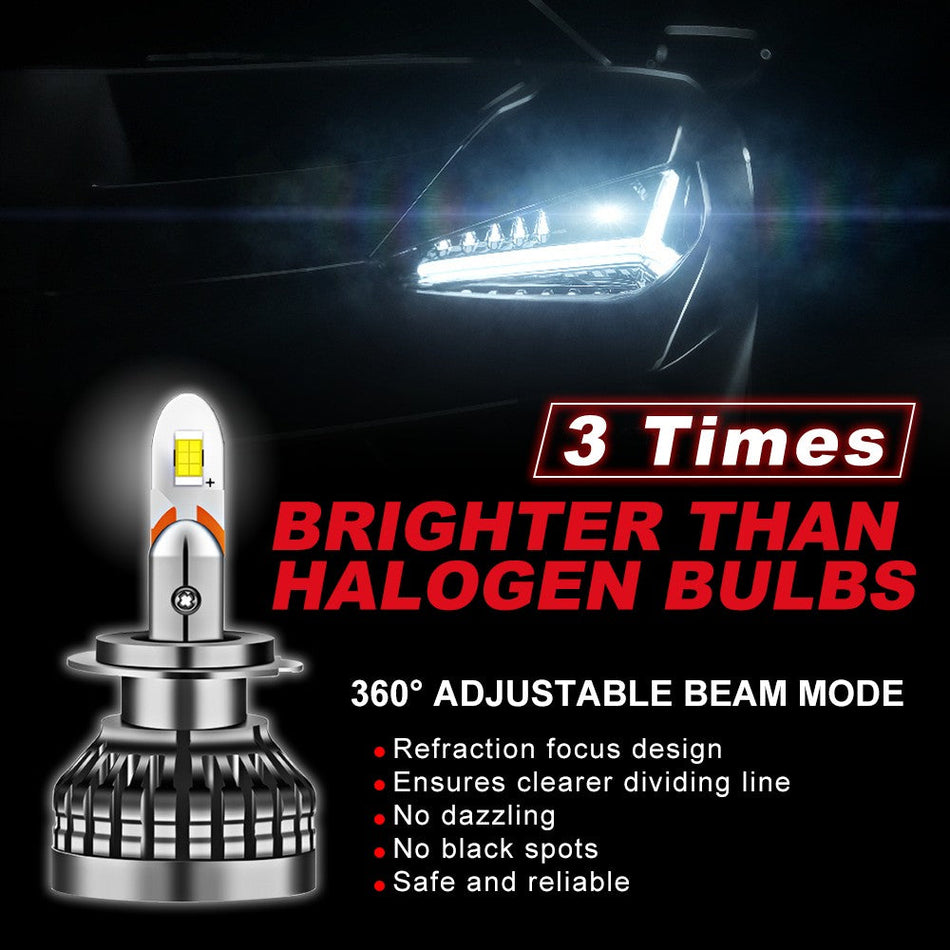 FLASHARK 9005/HB3 H4 H7 H11 H13 LED Headlight Bulbs , 80W£¬6000K  White, 6400 LM Per Set, Super Bright and Penetration,Plug and Play, Halogen Replacement DRL Bulbs 2 Packs Flashark