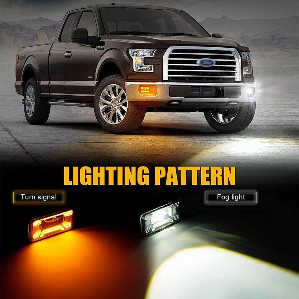 FLASHARK Ford F150 SVT Raptor 2015-2016 Dual Color Waterproof Fog Light, LED Anti Fog Lamp Before Refitting, White To Yellow, Vehicle External Parts, 1 Pair Flashark
