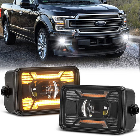 FLASHARK Ford F150 SVT Raptor 2015-2016 Dual Color Waterproof Fog Light, LED Anti Fog Lamp Before Refitting, White To Yellow, Vehicle External Parts, 1 Pair Flashark