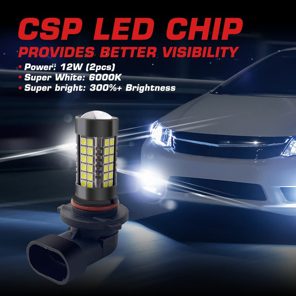 Flashark 9005 H4 H7 H11 LED Fog Light Bulbs, 6000K White Light, 48 SMD Chips, 360-degree Illumination, Non-polarity, Pack of 2 Flashark
