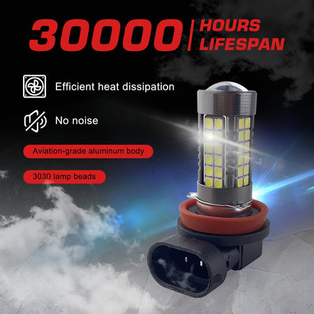 Flashark 9005 H4 H7 H11 LED Fog Light Bulbs, 6000K White Light, 48 SMD Chips, 360-degree Illumination, Non-polarity, Pack of 2 Flashark