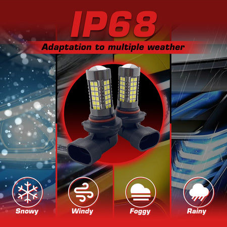 Flashark 9005 H4 H7 H11 LED Fog Light Bulbs, 6000K White Light, 48 SMD Chips, 360-degree Illumination, Non-polarity, Pack of 2 Flashark