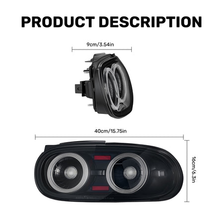 For 1990-1997 Mazda MX-5 NA Smoked LED Tail Lights Assembly Pair