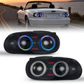 For 1990-1997 Mazda MX-5 NA Smoked RGB LED Tail Lights Assembly Pair