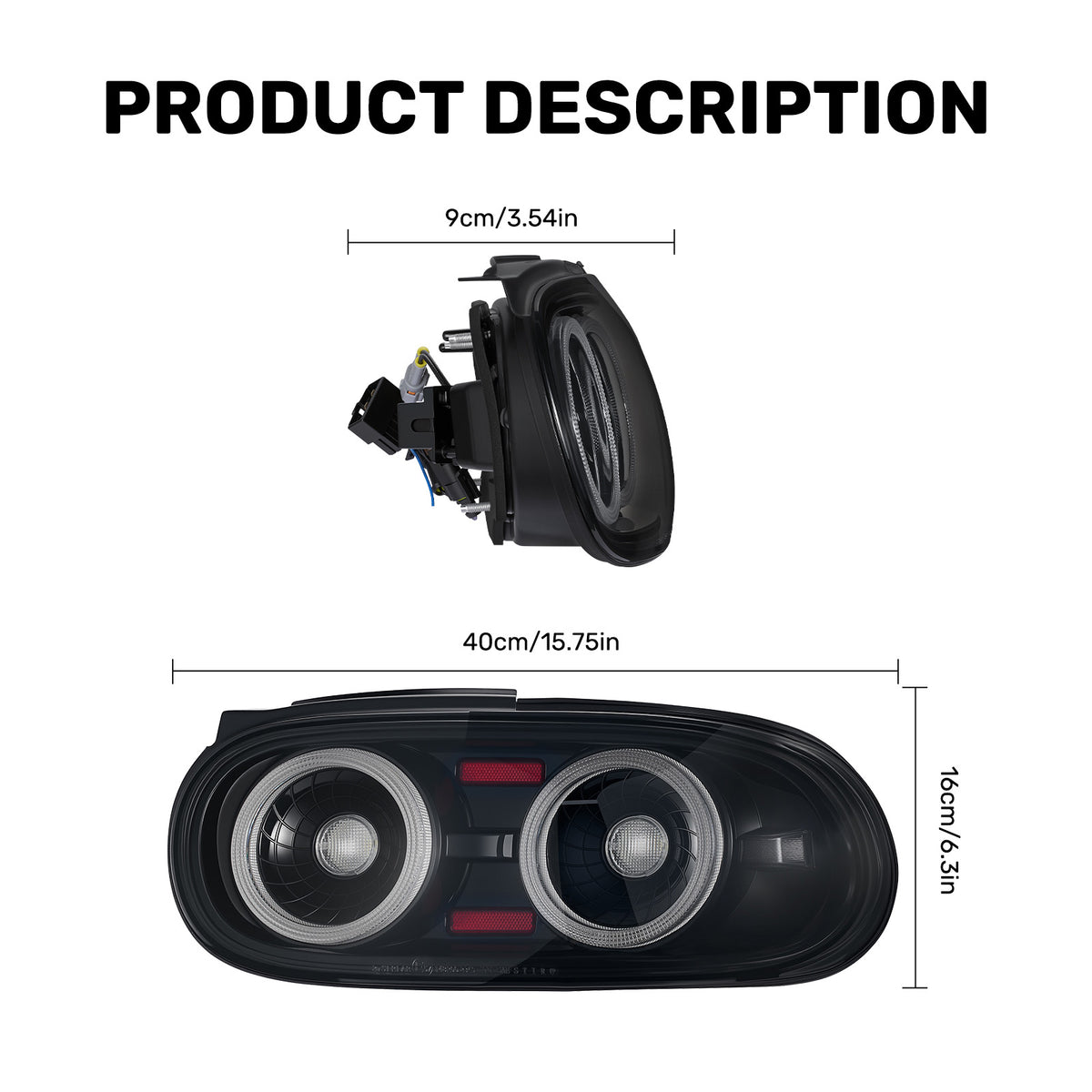 For 1990-1997 Mazda MX-5 NA Smoked RGB LED Tail Lights Assembly Pair