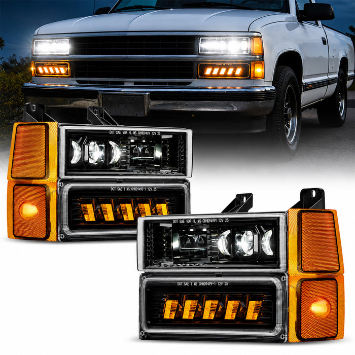 For 1994-1999 Chevy LED Headlight Assembly Pair