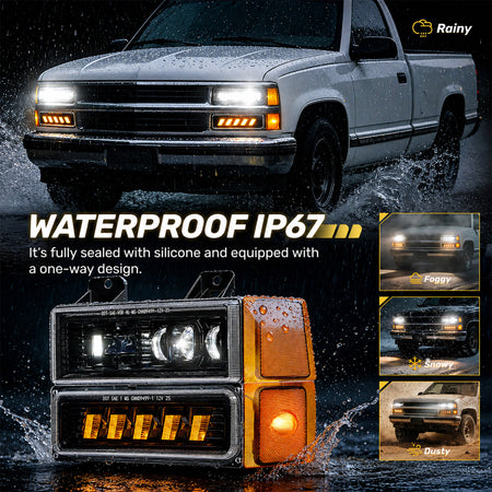 For 1994-1999 Chevy LED Headlight Assembly Pair