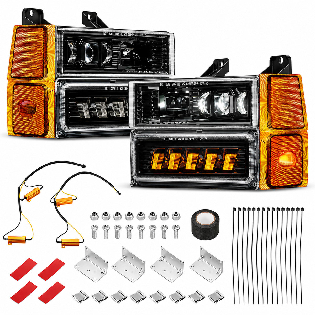 For 1994-1999 Chevy LED Headlight Assembly Pair
