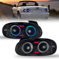 For 1998-2005 Mazda MX-5 NB Smoked RGB LED Tail Lights Assembly Pair