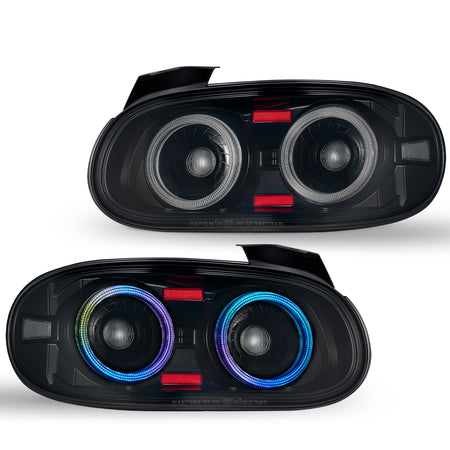 For 1998-2005 Mazda MX-5 NB Smoked RGB LED Tail Lights Assembly Pair