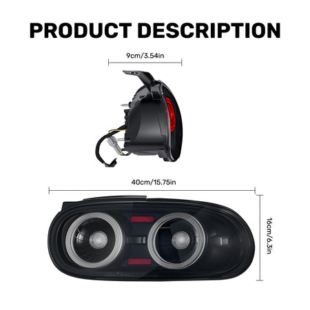For 1998-2005 Mazda MX-5 NB Smoked RGB LED Tail Lights Assembly Pair