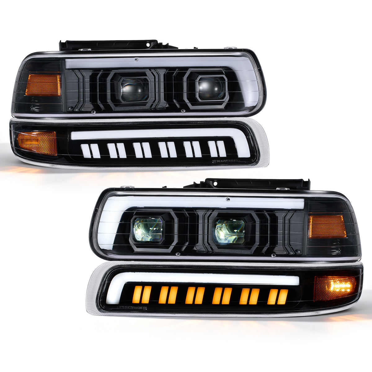 For 1999-2002 Chevy Silverado 1500/2500 LED Headlights Assembly Pair