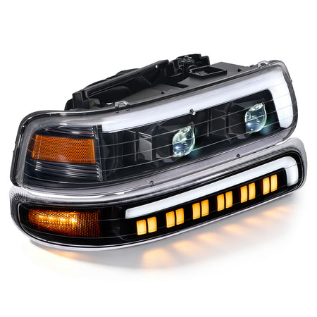 For 1999-2002 Chevy Silverado 1500/2500 LED Headlights Assembly Pair