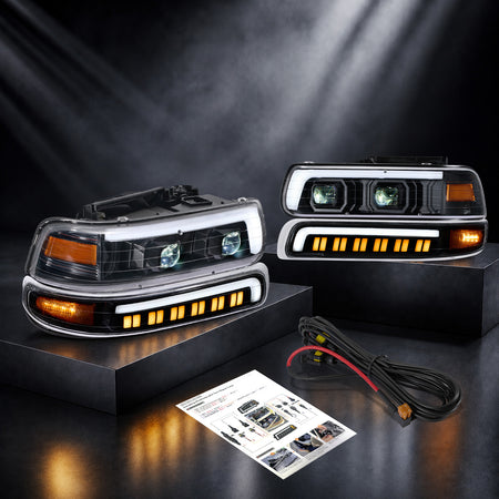 For 1999-2002 Chevy Silverado 1500/2500 LED Headlights Assembly Pair
