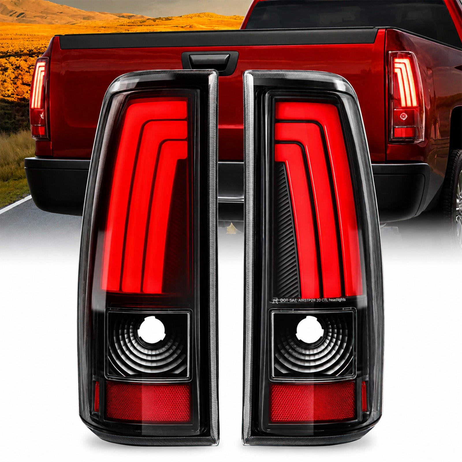 For 1999-2002 Chevy Silverado & 1999-2007 GMC Sierra LED Tail Lights Assembly Pair