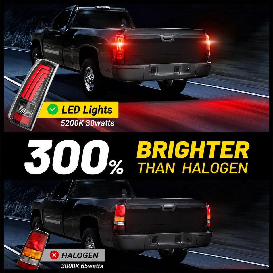 For 1999-2002 Chevy Silverado & 1999-2007 GMC Sierra LED Tail Lights Assembly Pair