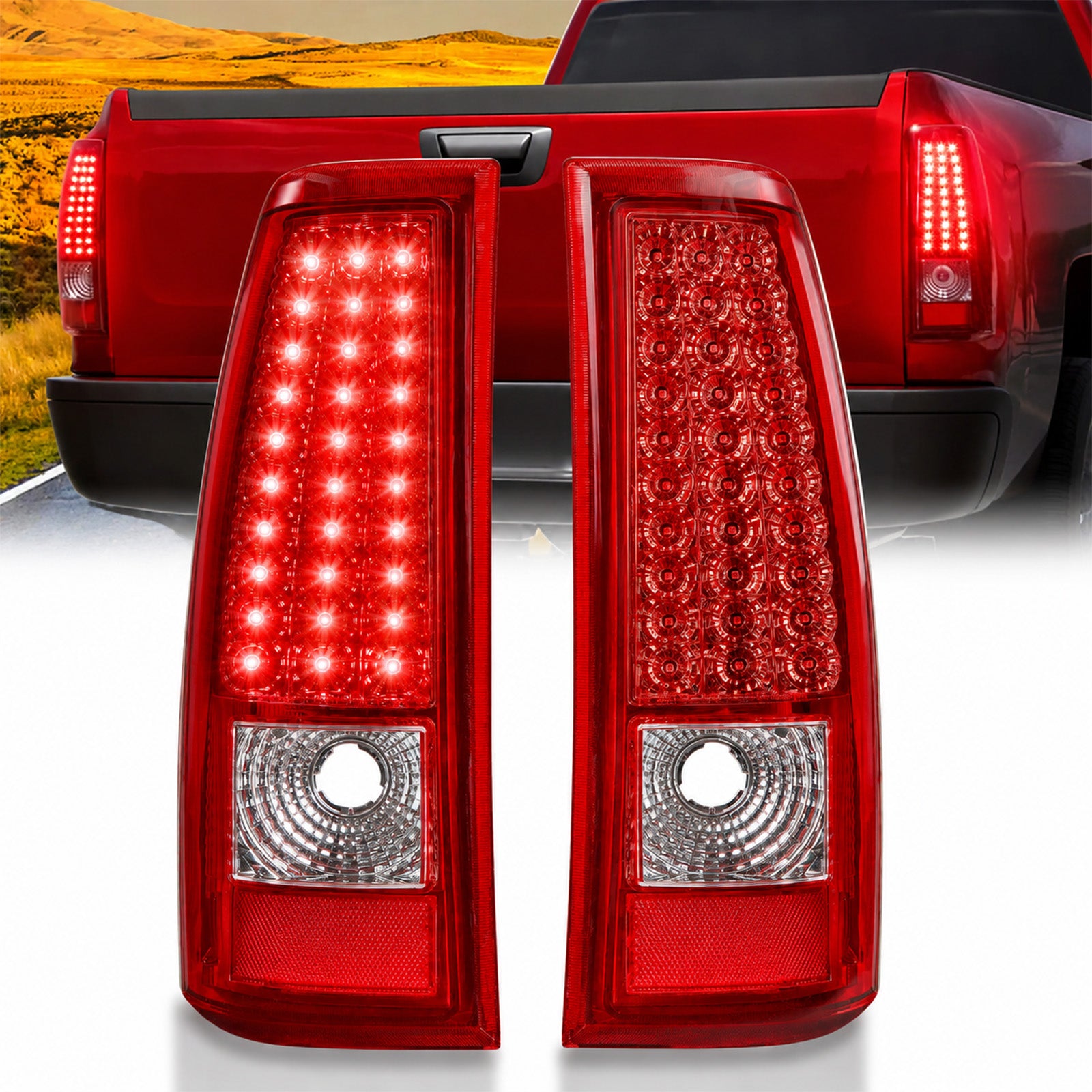 For 1999-2002 Chevy Silverado & 1999-2007 GMC Sierra LED Tail Lights Assembly Pair