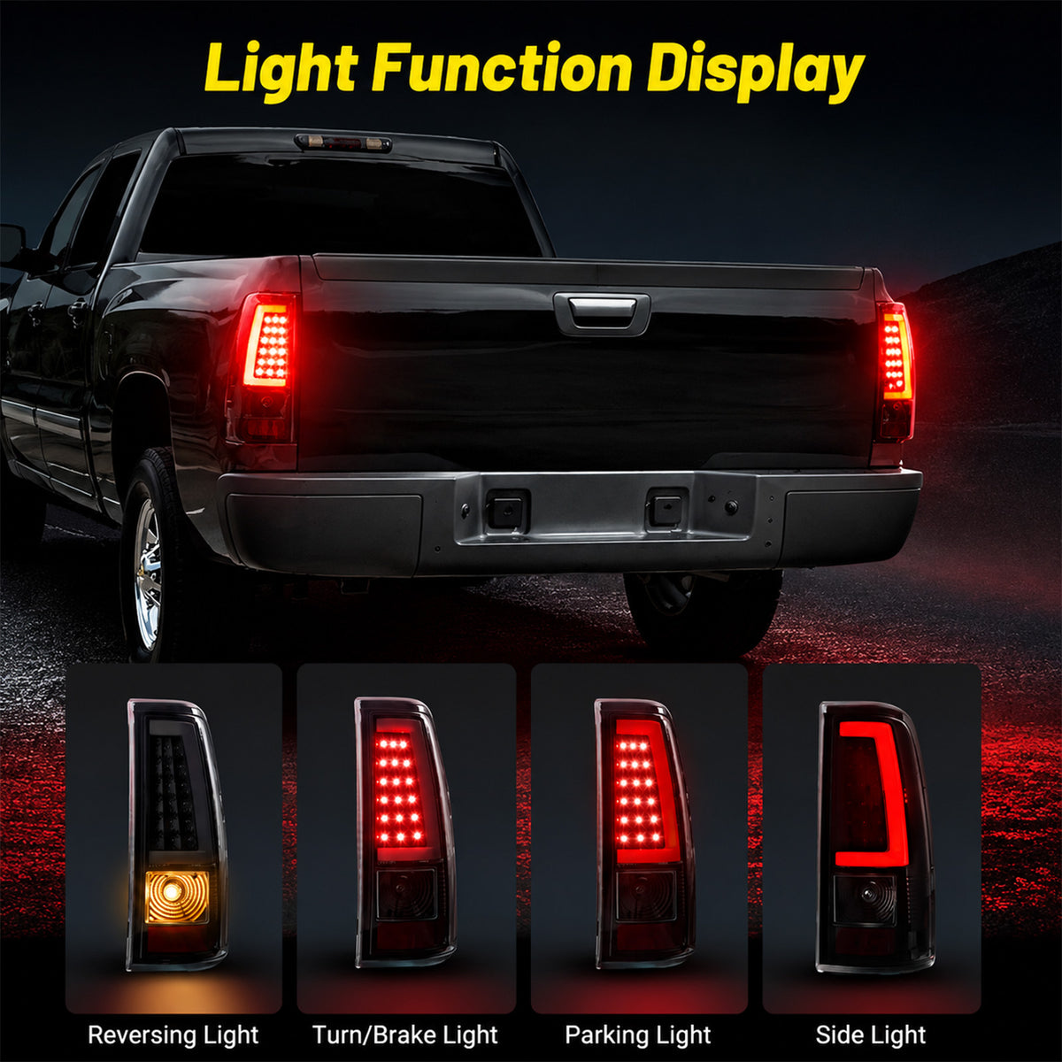 For 1999-2002 Chevy Silverado & 1999-2007 GMC Sierra LED Tail Lights Assembly Pair