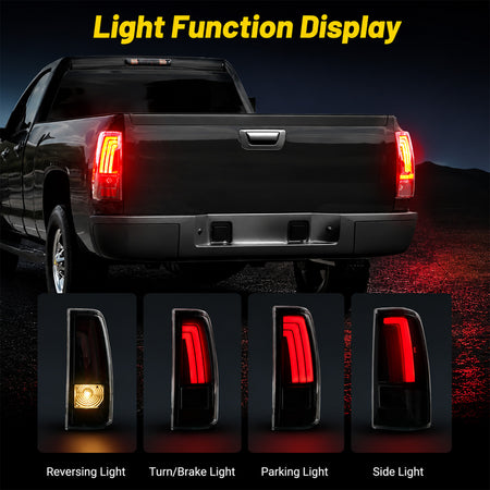 For 1999-2002 Chevy Silverado & 1999-2007 GMC Sierra LED Tail Lights Assembly Pair