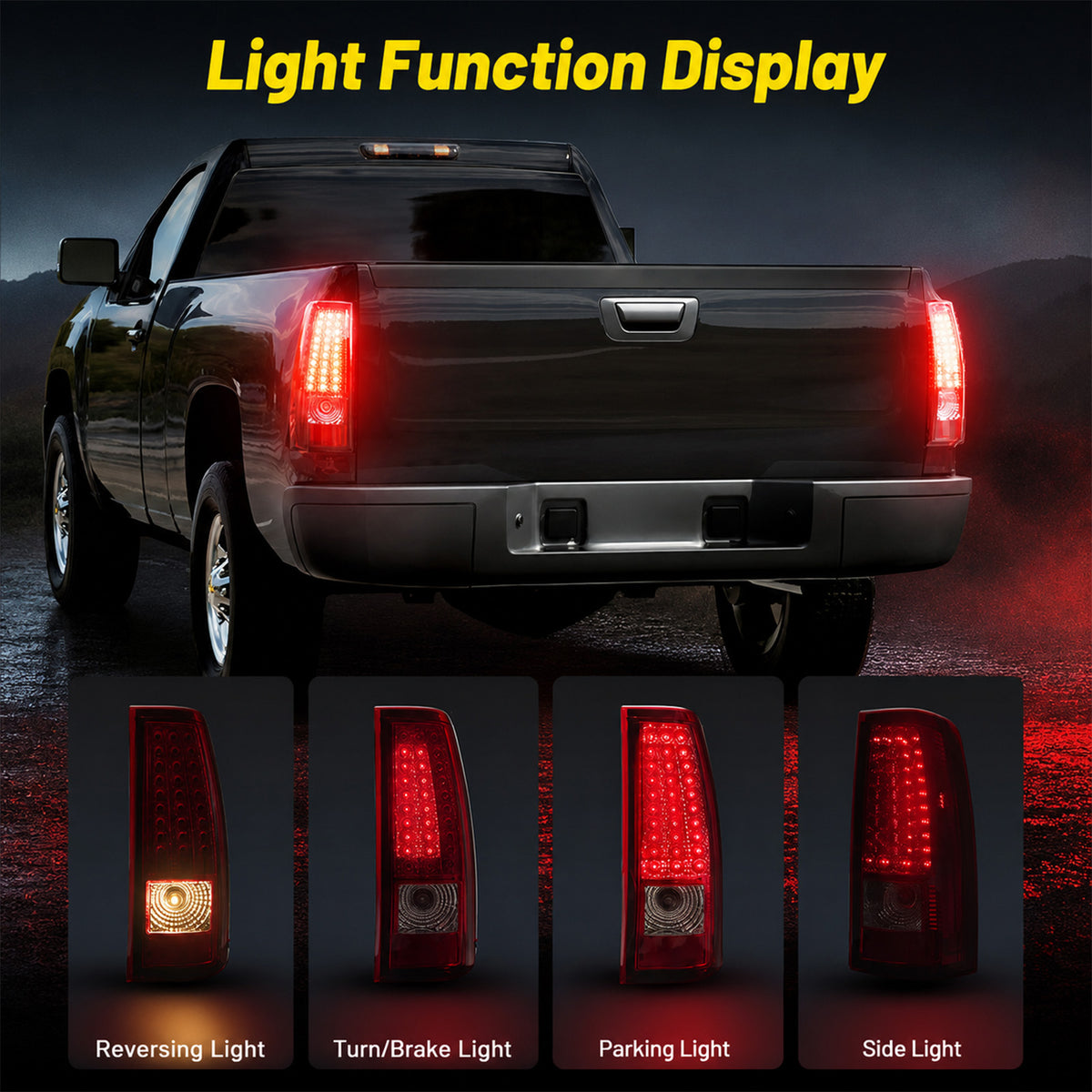 For 1999-2002 Chevy Silverado & 1999-2007 GMC Sierra LED Tail Lights Assembly Pair