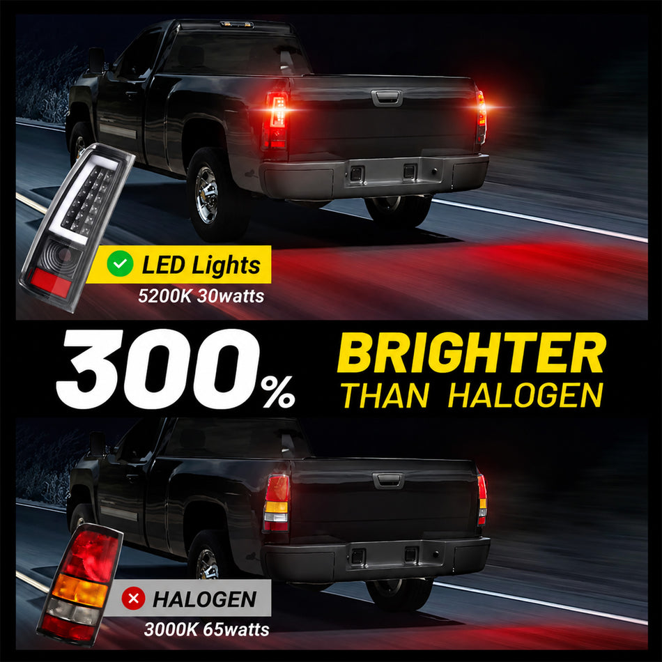For 1999-2002 Chevy Silverado & 1999-2007 GMC Sierra LED Tail Lights Assembly Pair
