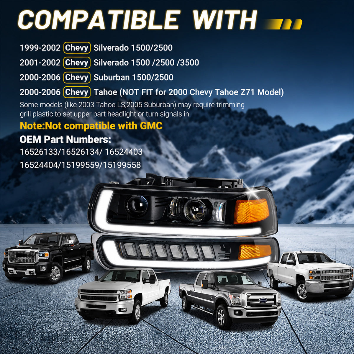 For-1999-2002-Chevy-Silverado-2000-2006-Suburban-Tahoe-LED-Headlights-Assembly-Pair