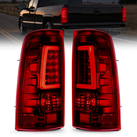 For 1999-2006 Chevy Silverado Red Lens LED Tail Light Assembly Pair