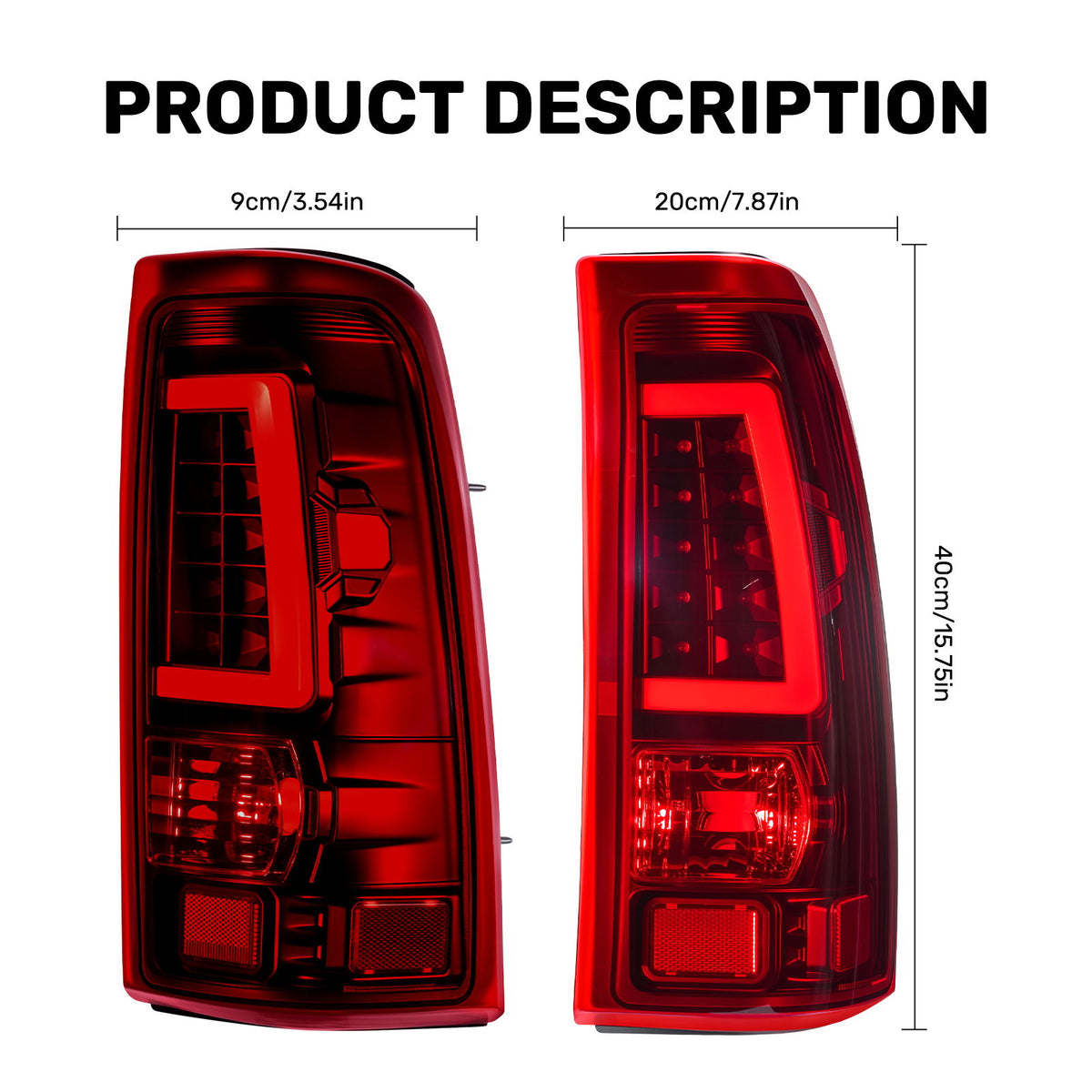 For 1999-2006 Chevy Silverado Red Lens LED Tail Light Assembly Pair