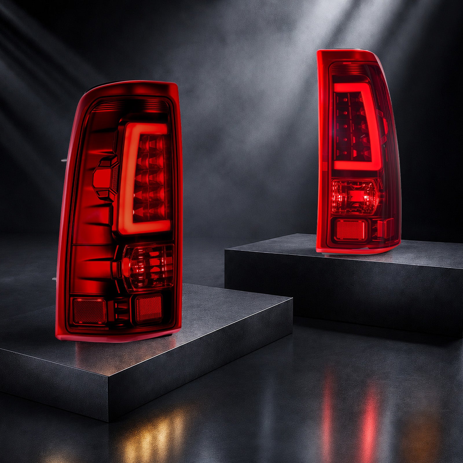 For 1999-2006 Chevy Silverado Red Lens LED Tail Light Assembly Pair