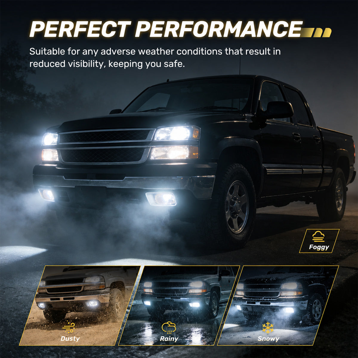 For 1999-2006 Chevy Silverado/Tahoe/Suburban LED Fog Lights Assembly Pair