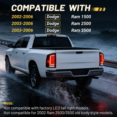 For 2002-2006 Dodge Ram 1500/2500/3500 LED Tail Light Assembly Pair