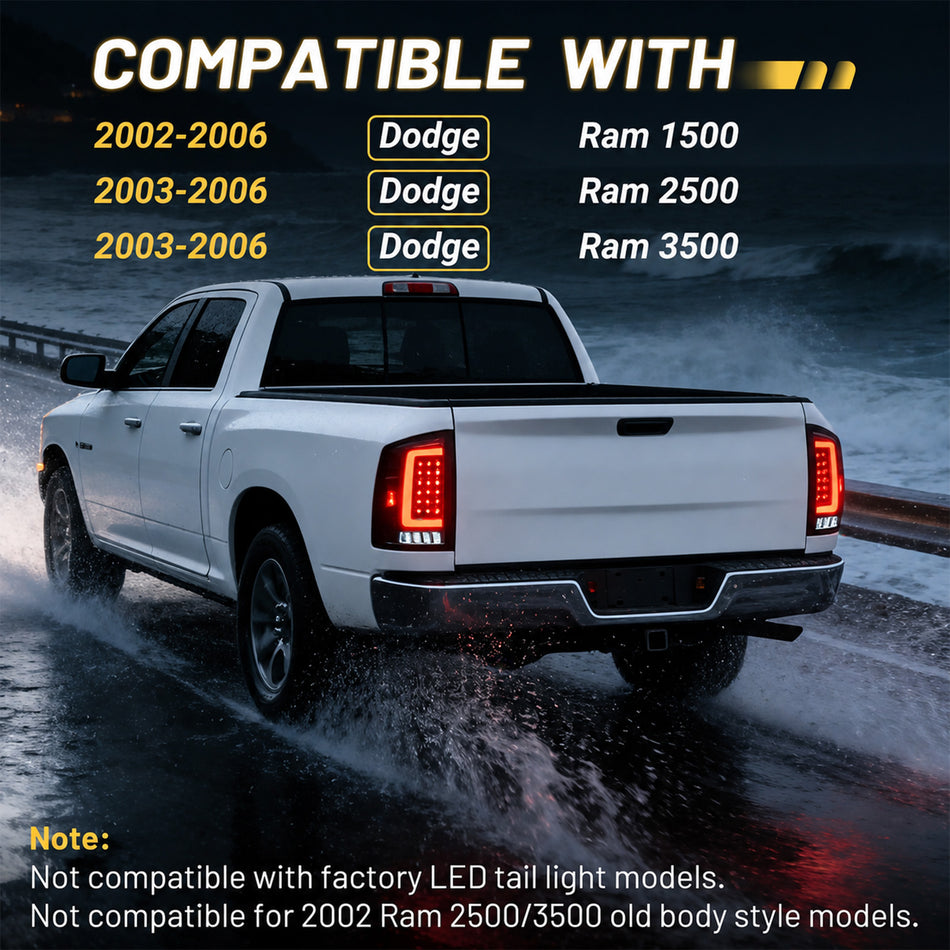 For 2002-2006 Dodge Ram 1500/2500/3500 LED Tail Light Assembly Pair