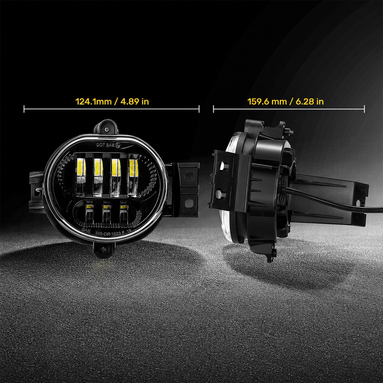 For 2002-2008 Dodge Ram 1500 Black LED Fog Lights Assembly Pair